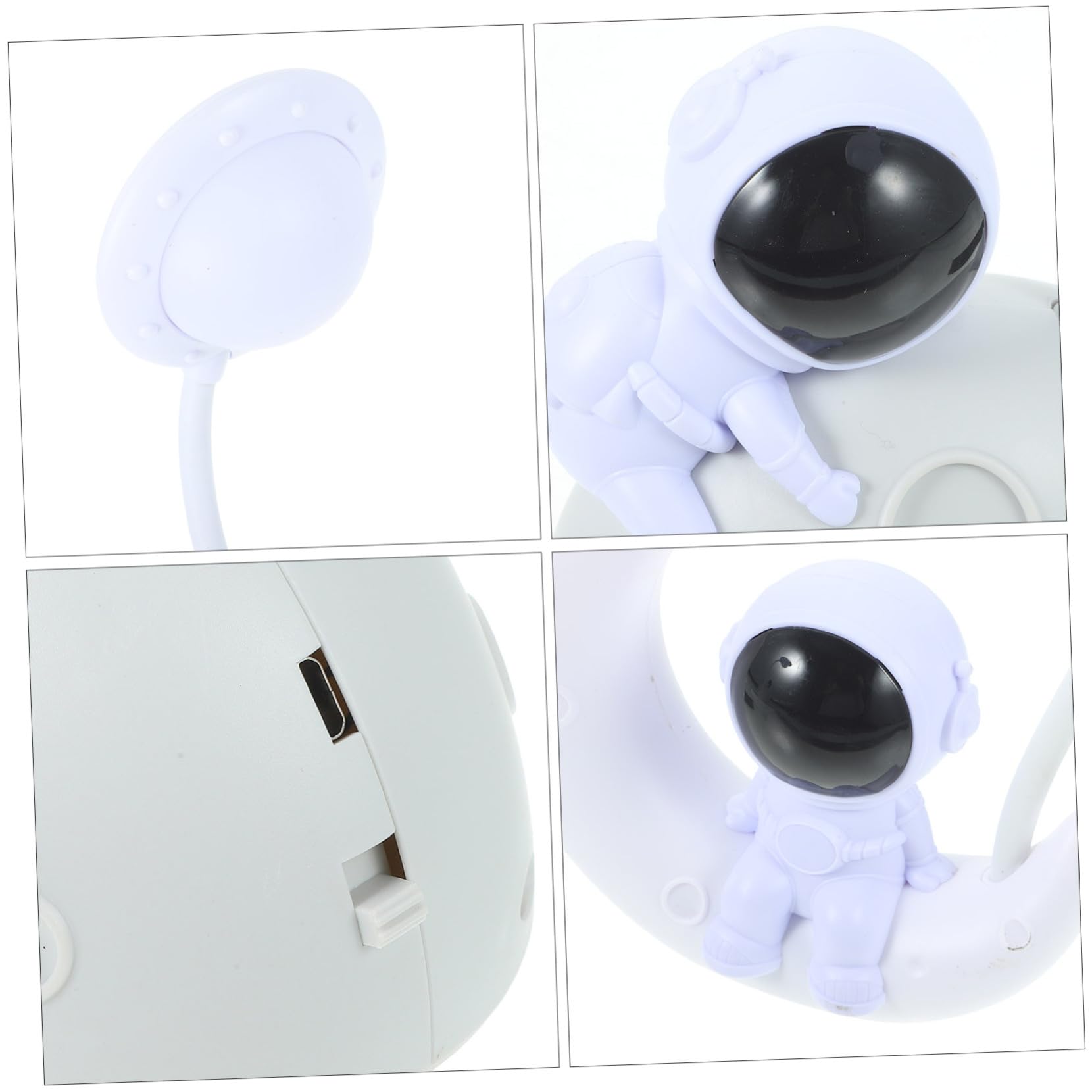 Lámpara de Noche Astronauta USB en Plástico Blanco, Luz LED Suave y Cómoda para Niños, Adecuado para Escenas Nocturnas y Fiestas, Pack de 2 Unidades