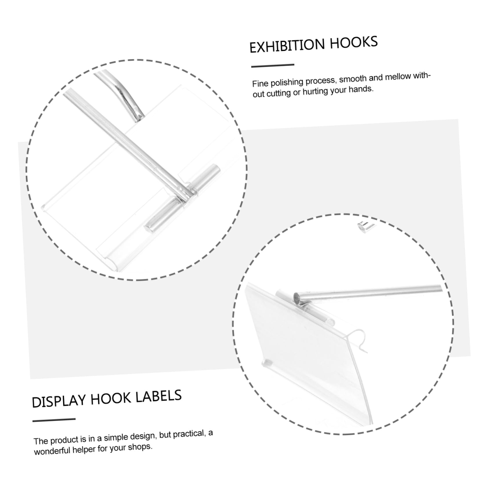 Cabilock 2 Sets Mall Wall Hooks Metal Pegboard Hooks Labels for Display Racks Shelves