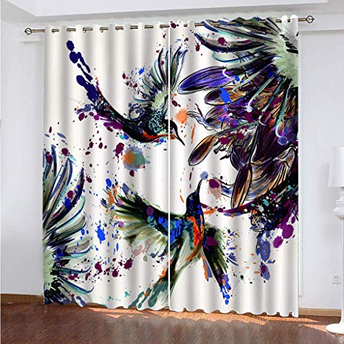 Rideaux occultants oiseaux 140x290 cm lot de 2 pour chambre