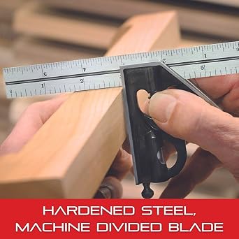 Starrett Steel Combination Square with Square Head - 24 Blade Length, Cast Iron Heads, Reversible Lock Bolt, Scriber, Spirit Level, 4R Graduation Type - 11H-24-4R