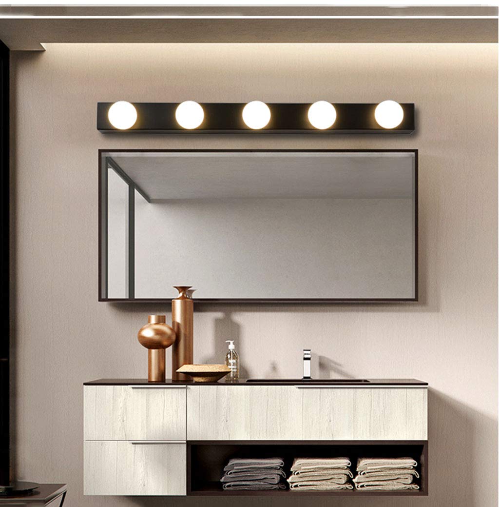 Lampes de Miroir Den Led Miroir Avant Ampoule Miroir Armoire Lumière Dressing Lumière Miroir Lumière Éclairage Mural/Black-70Cm/5 Heads-5W