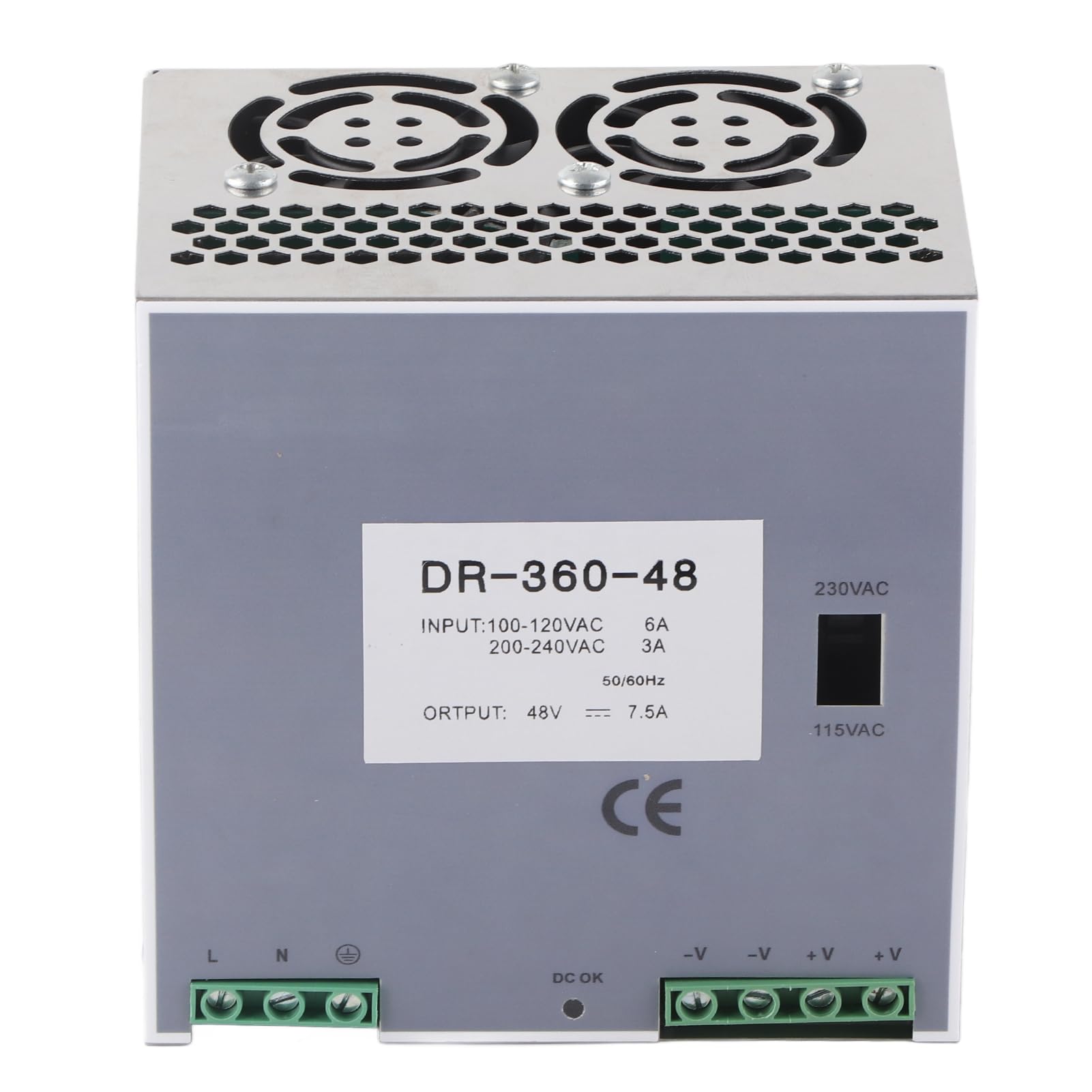 360W AC to DC Power Supply Converter, DIN Rail Mount, for