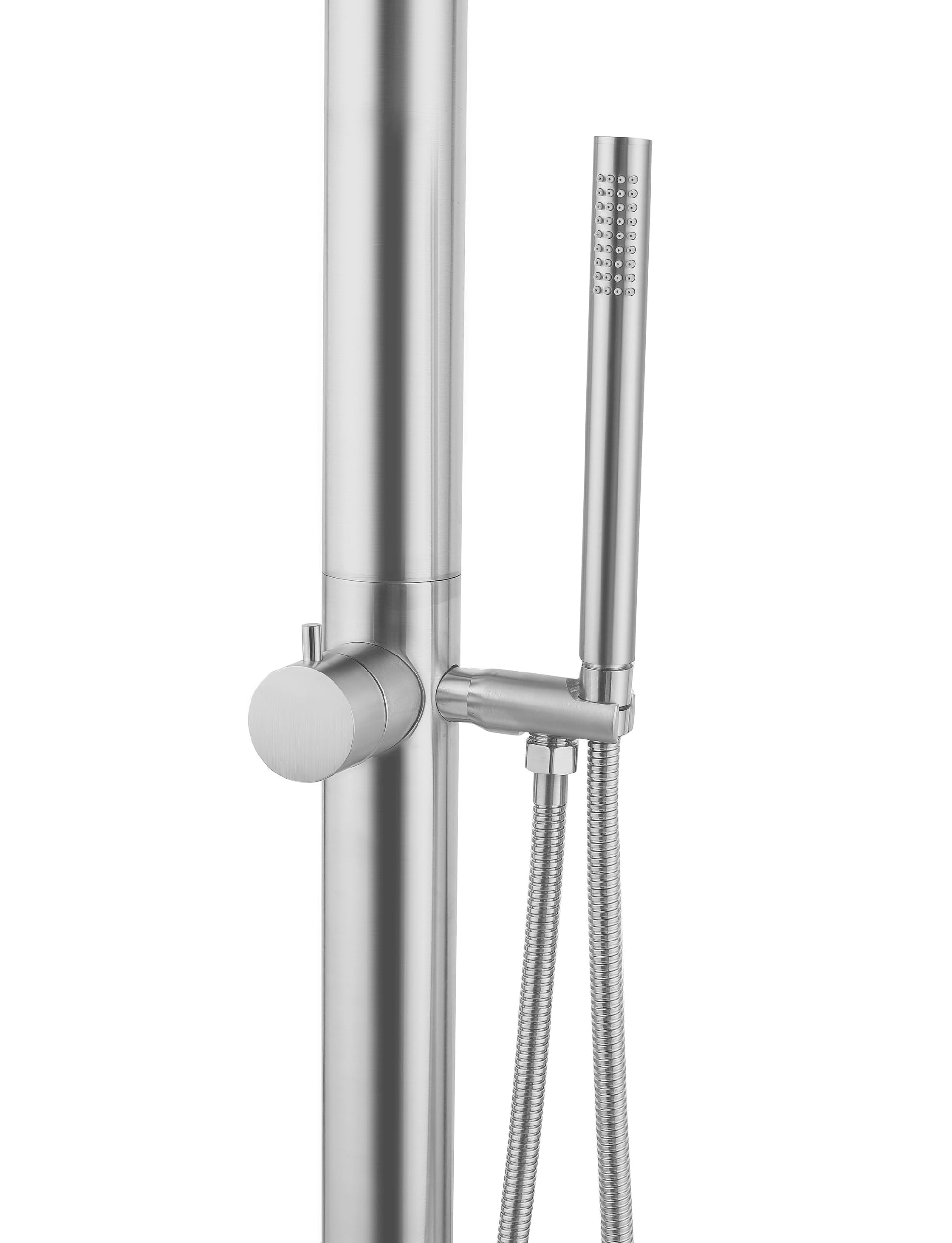 GardwellGartendusche 220 cm Outdoor Dusche mit Regenduschkopf Ø20 cm & Handbrause Pooldusche Edelstahl 304 gebürstet