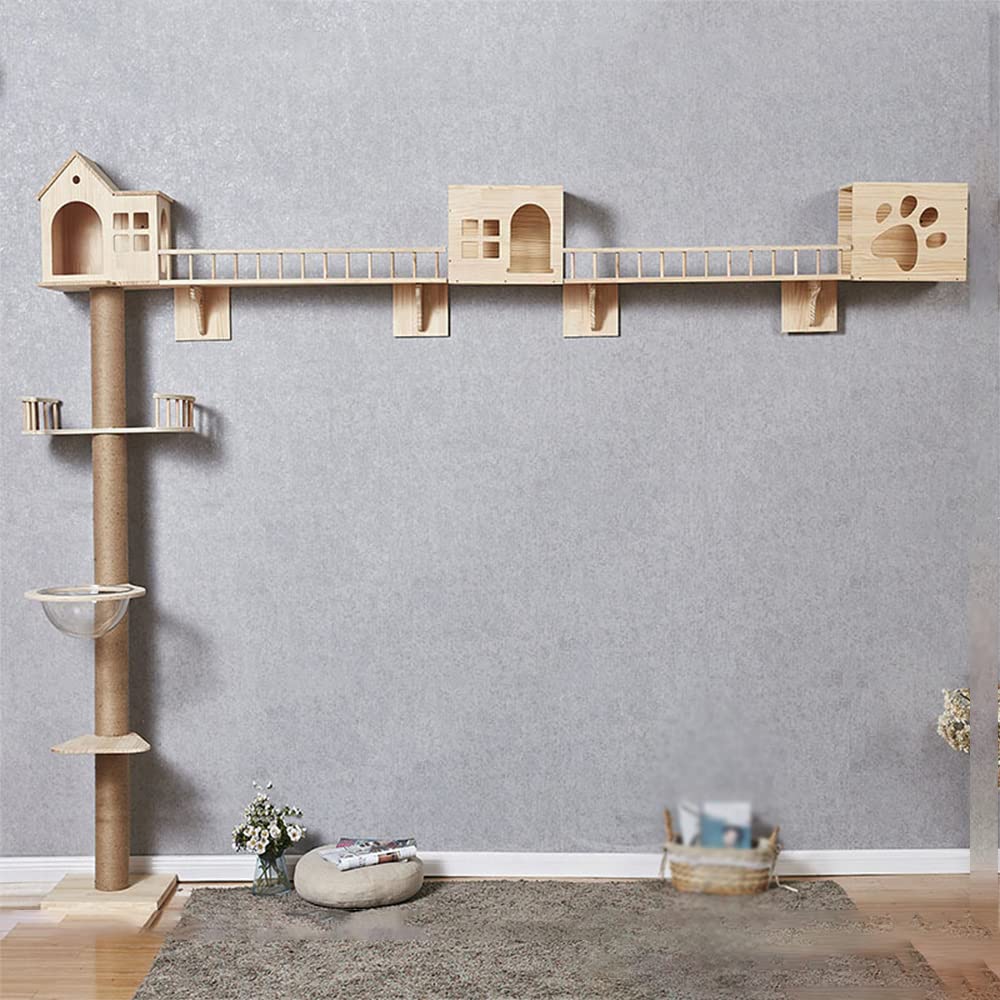 KAFELE El Gato Grande del Piso Al Techo Juega Las Plataformas De Salto del Gato El Gato Montado En La Pared Juega Los Marcos De Escalada del Gato Los Pasos De Madera Sólida del Gato,A