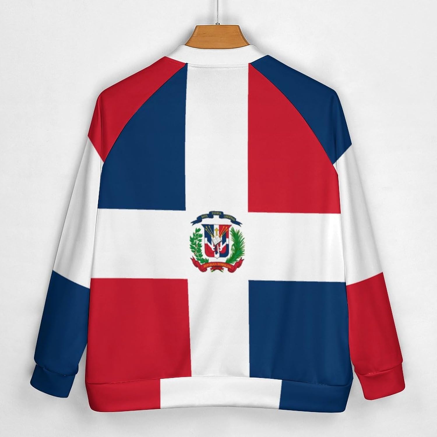 Dominican Republic Flag Men's Baseball Bomber Jacket Casual Baseball Coats Printed Streetwear with Pocket