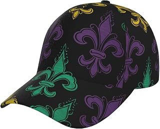 Baseball Cap 3D Fleur De Lis Mardi Gras Golf Dad Hat Adjustable Sun Hat Unisex Trucker Hats Performance Cap Black