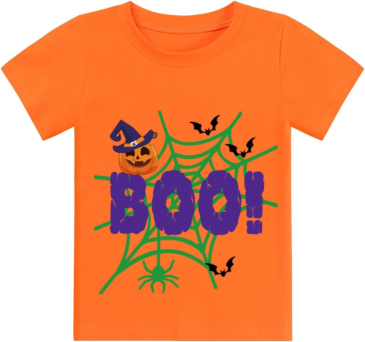 CM-Kid Toddler Boy Girl Halloween Pumpkin Shirt Short Sleeve Pumpkin Face Tshirt for Kids Cotton Tops 2-7 Years