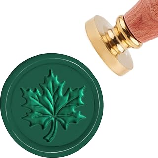 CRASPIRE Maple Leaf Wax Seal Stamp Botanical Sealing Wax Stamps 30mm Vintage Retro Wood Stamp Removable Brass Head for Wedding Invitations Envelopes Christmas Thanksgiving Day Cards Gift Packing