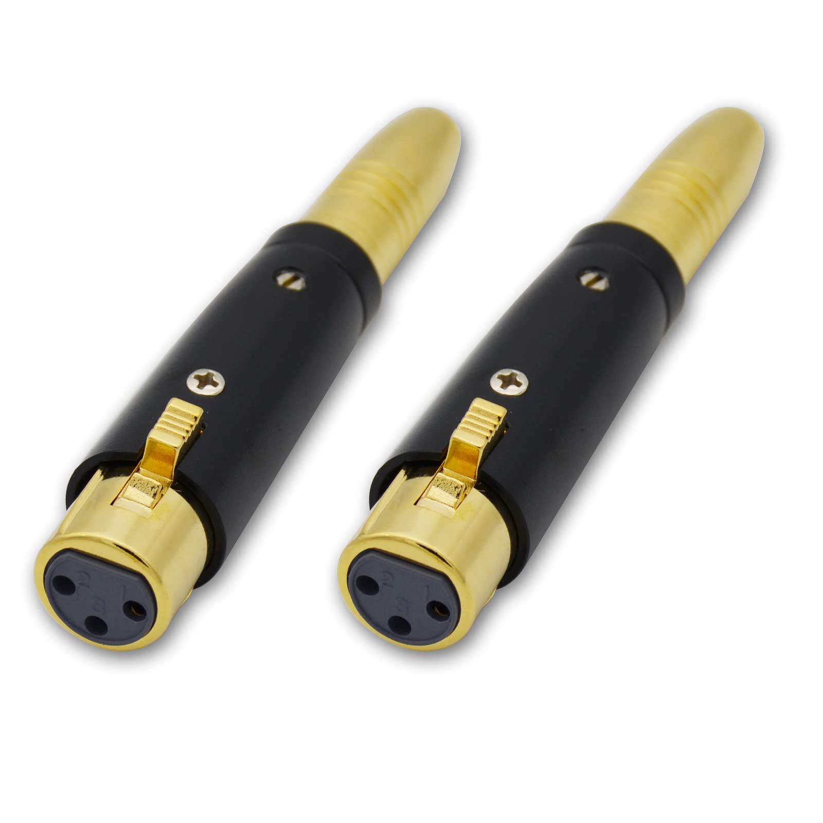Adattatore audio XLR femmina a TRS femmina da 6,35 mm, placcato oro XLR a 3 pin a presa da 6,35 mm, connettore audio bilanciato per microfono DJ, confezione da 2, nero