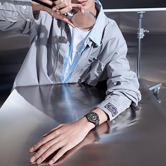 FIYTA Photograph Mechanical Automatic Watch, Large Hollowed-Out Transparent Dial, Synthetic Sapphire, Leather/Stainless Steel Strap Watch for Men