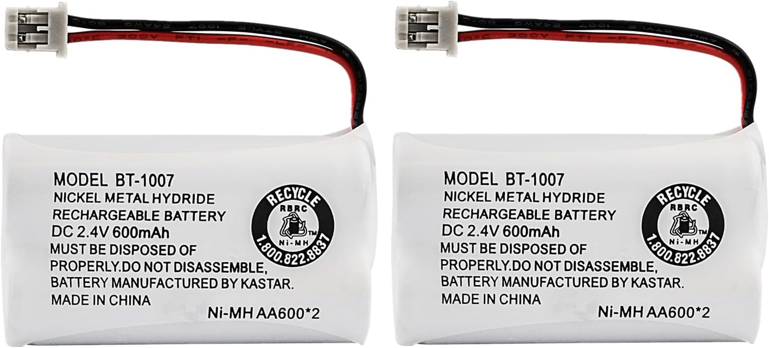 Uniden BBTY0651101 model BT1007 Nickel-Cadmium Rechargeable Cordless Phone Battery, DC 2.4V 500mAh (Pack of 2)