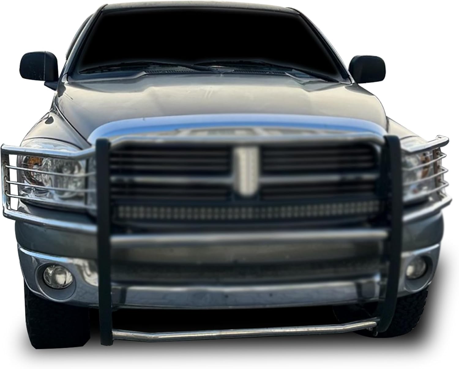 Black Horse Grille brush Bumper Guard Modular SS Compatible with 09-10 Dodge Ram 1500|11-18 Ram 1500|19-24 Ram 1500 Classic(Excl.Rebel & Warlock Trims)-17DG109MSS