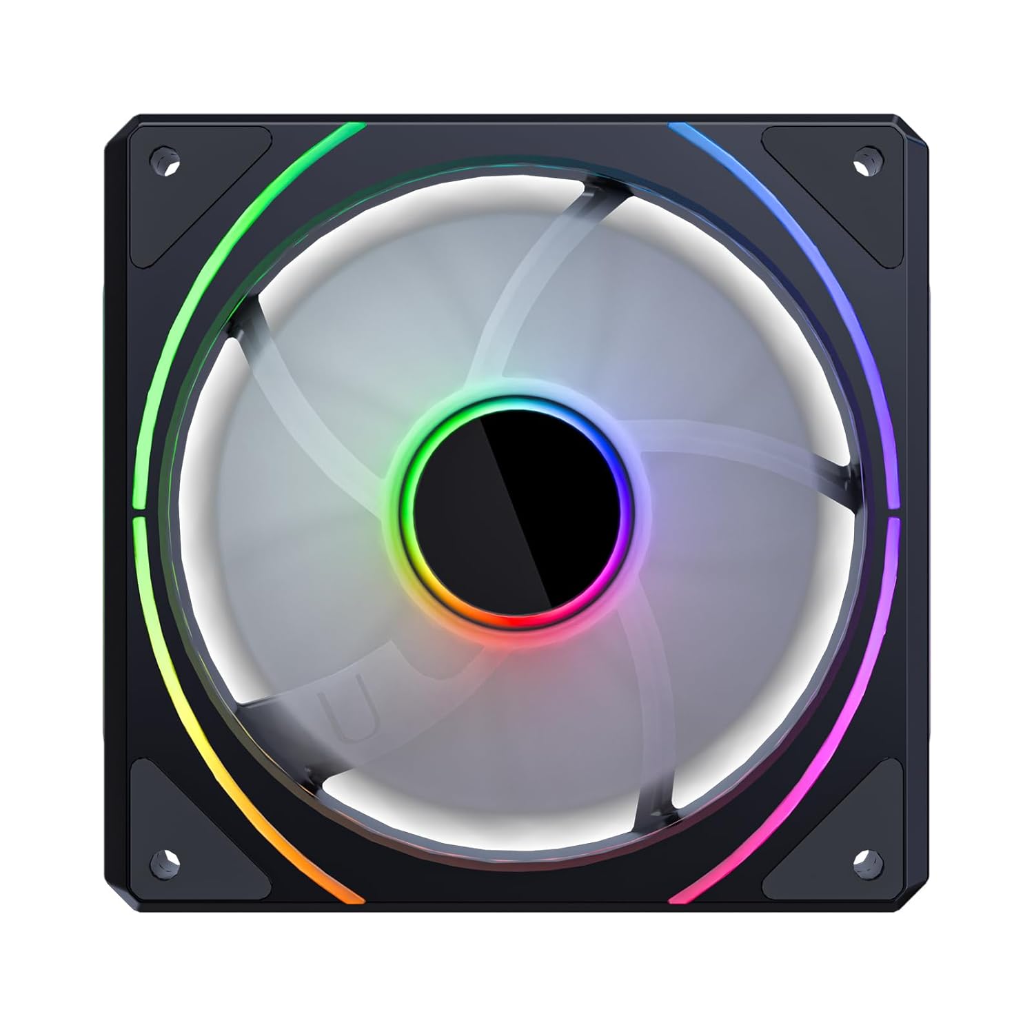 DS 120MM Computer Cooling Fans for Chassis Case, with Mirror LED Tunnel Light Effect on The Side, RGB Fan with Mini Controller kit for PC Case (5 Pack Fans)