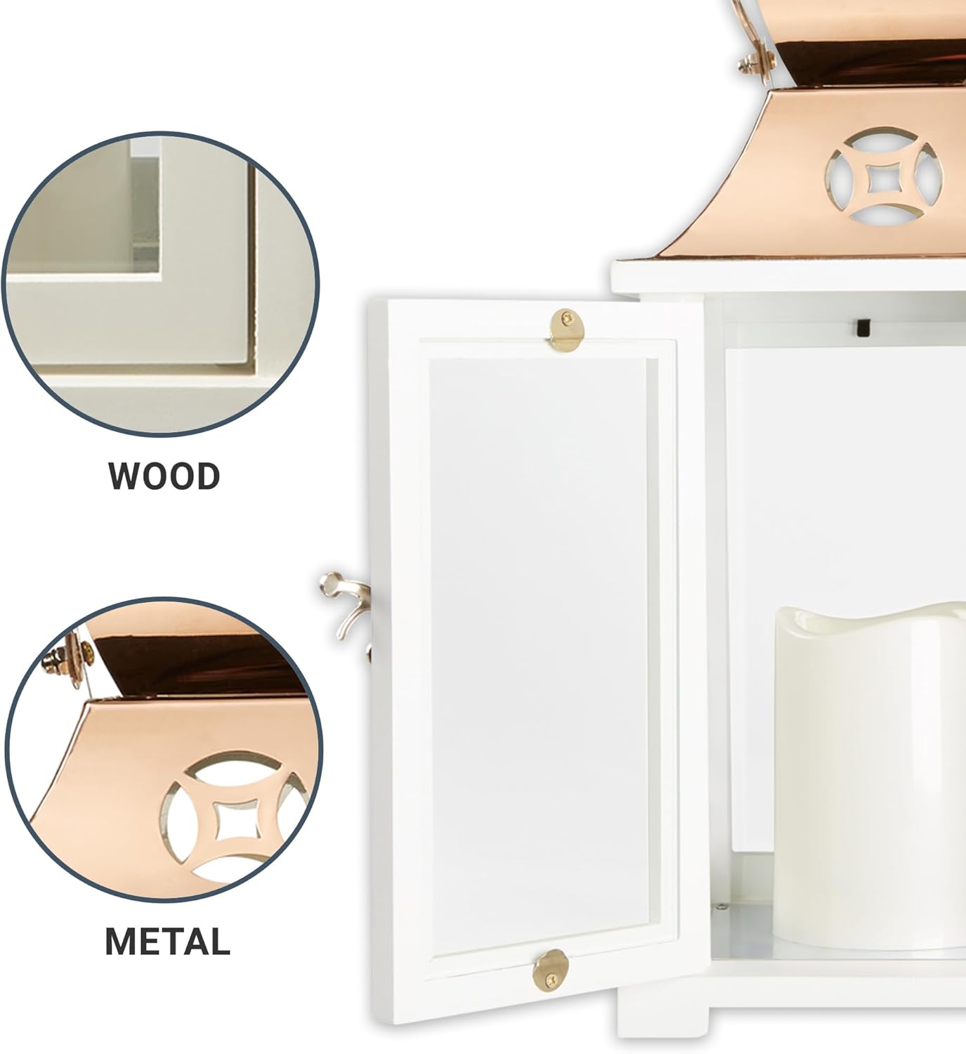 Let's Make Memories Personalized Memorial Lantern - Sympathy - Condolences - LED Candle - Automatic Timer - Wood/Stainless Steel - Copper Finish - for Loved Ones in Heaven