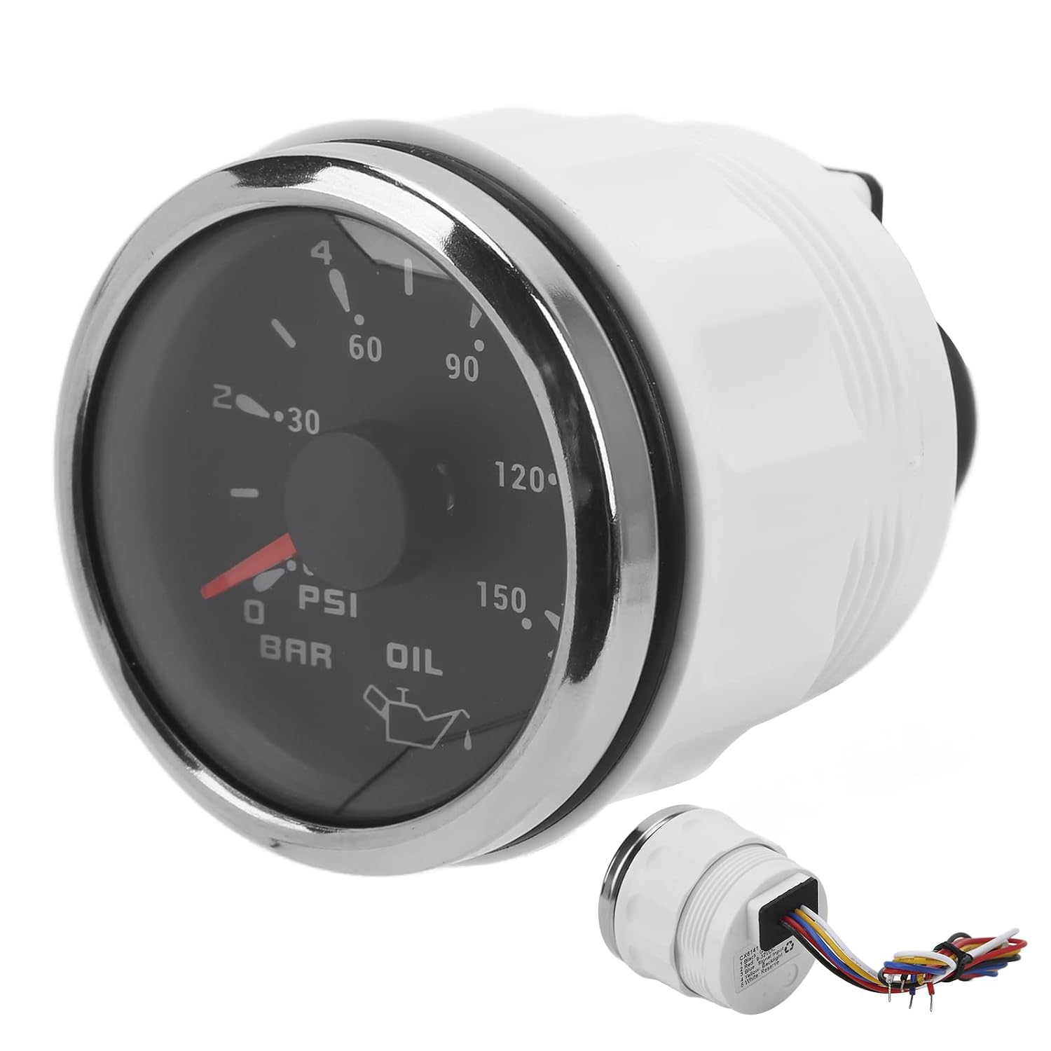 Acouto 52mm/2.0in Oil Pressure Gauge with Colorful Backlight, Adjustable, Universal for Cars, Boats, IP67 and (Black)
