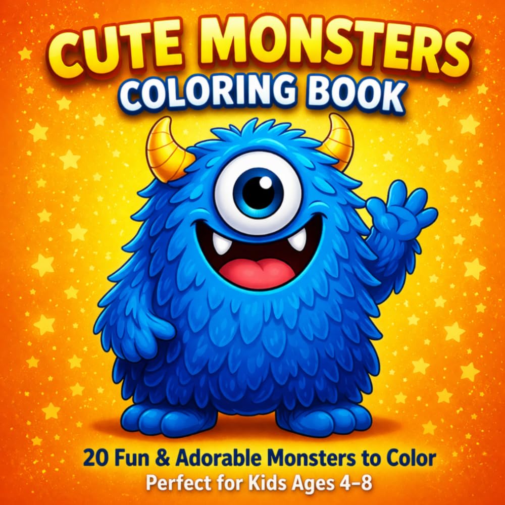 Cute Monsters Coloring Book for Kids: 20 Fun and Easy Coloring Pages | Adorable Monsters | Perfect for Kids Ages 4–8