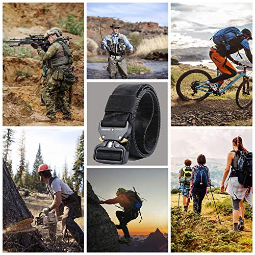 KingMoore Men's Tactical Belt Heavy Duty Webbing Belt Adjustable Military Style Nylon Belts - Thumbnail 4
