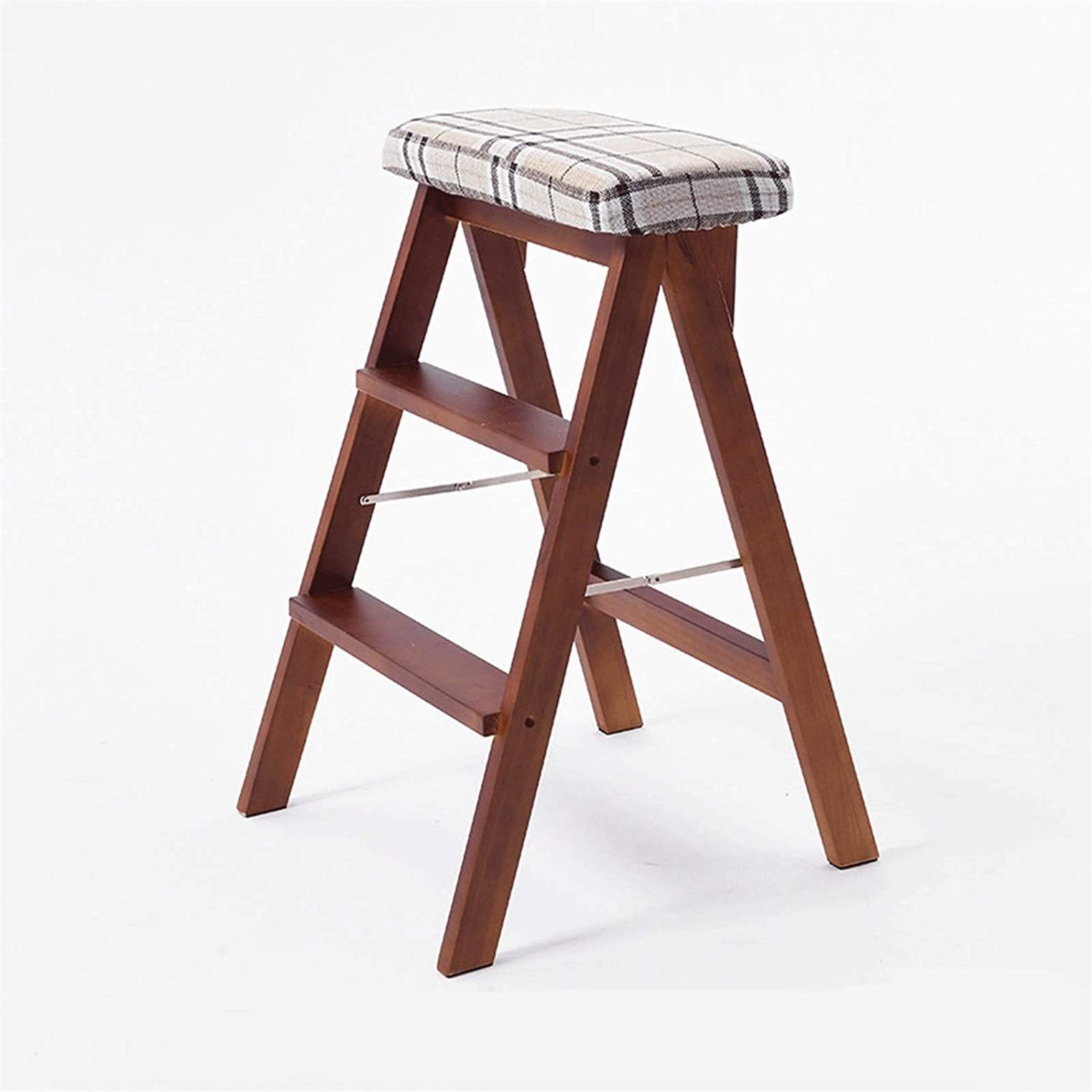 Échelle pliante portable en bois noble avec assise rembourrée, escabeau haut de gamme 150kg