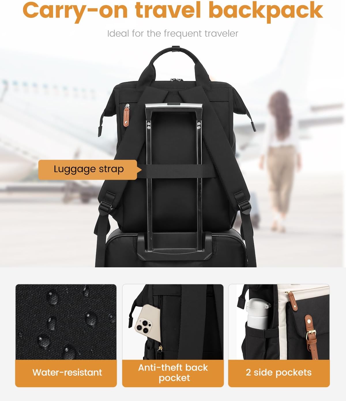 LOVEVOOK Extra Large Travel Laptop Backpack for Women, 18 Inch Work Backpack Purse, Teacher Business Computer Bag Weekender Backpack with Luggage Strap, Doctor Nurse Bags College Bookbag - Image 5