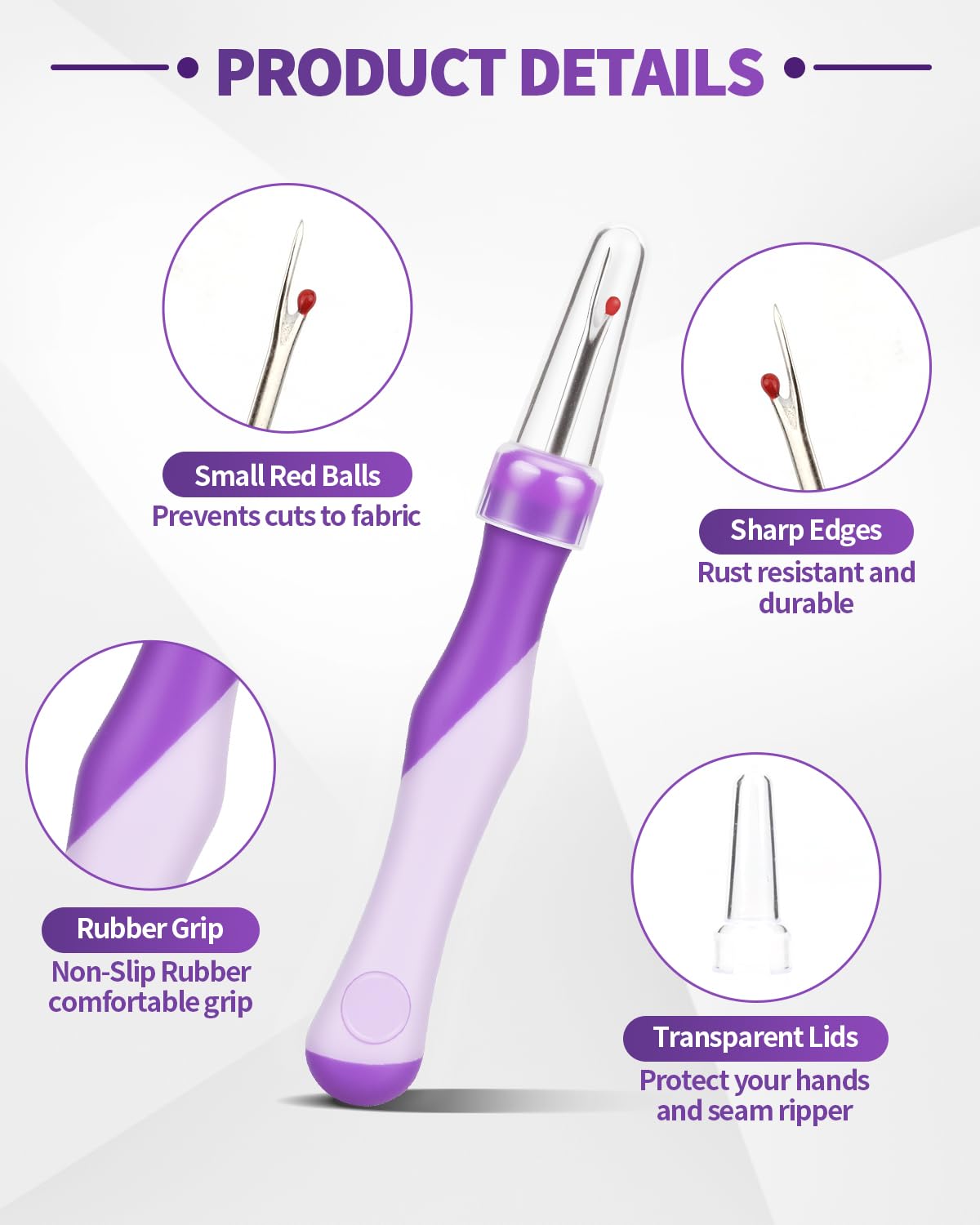 Sewing Seam Rippers - 3 Pack Purple -3
