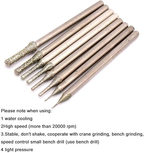 Miniatura 5 de 0.093 in Shank Diamond Grinding Head Burr Aguja Punto Grabado Grabado Pulido Vidrio Jade Piedra Brocas Herramientas Rotativas, Dia 0.118 in, 30pcs