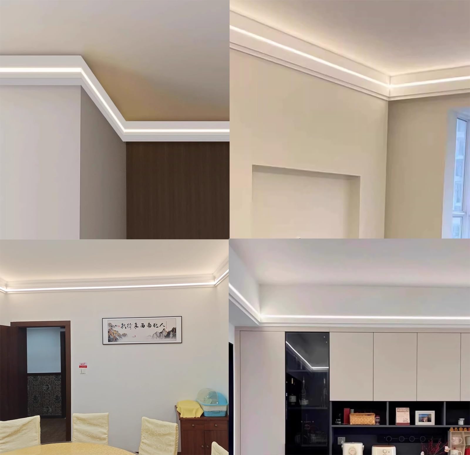 Profili per Strisce Led Canale di Modanatura per Illuminazione Indiretta a Led, Profilo di Modanatura a Corona per Strisce Luminose a Led,System di Illuminazione per Soggiorno/Camera da Letto/Teatro(1