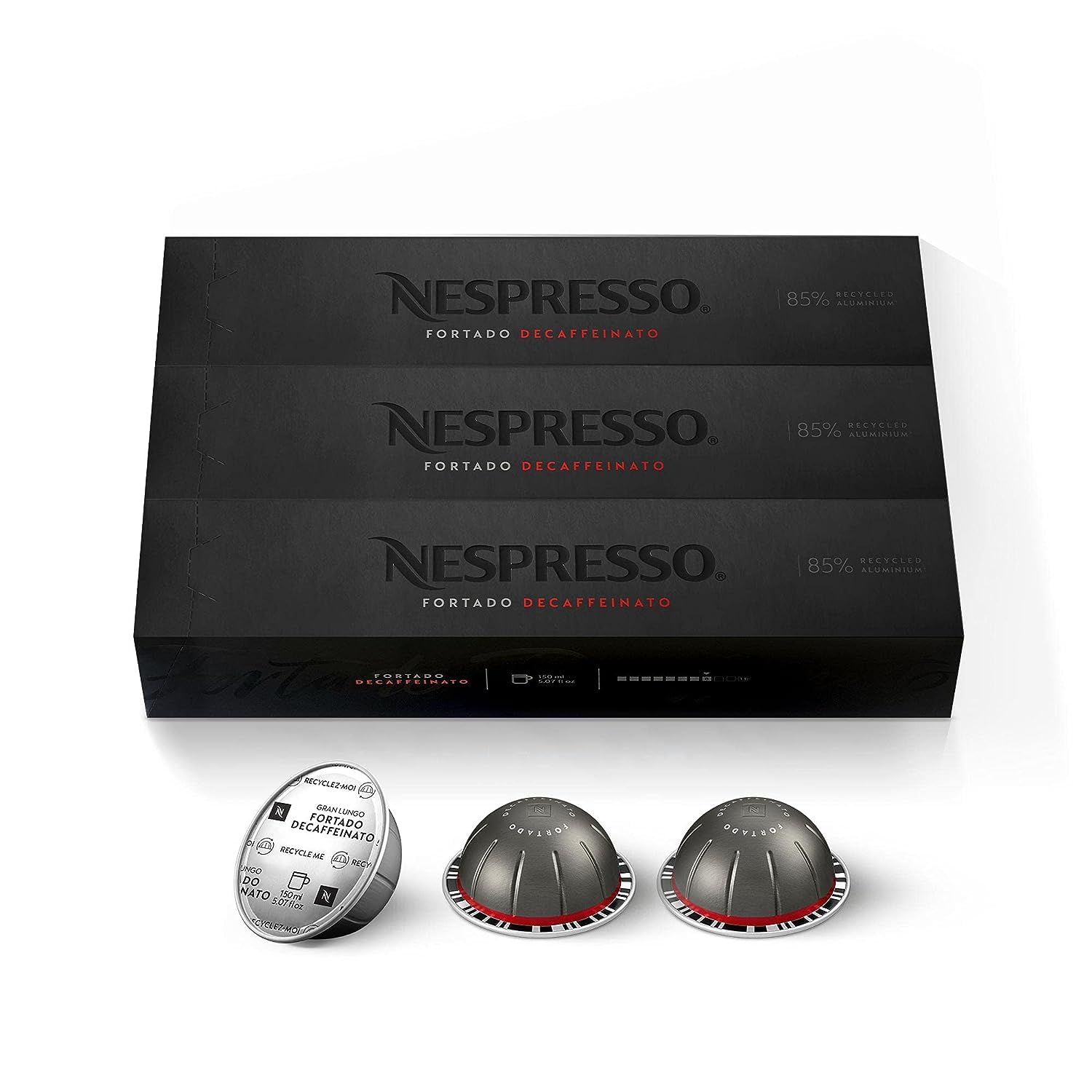 Vertuo Fortado Decaffeinato, Gran Lungo, 30 Count Coffee Capsules (VERTUO ONLY)