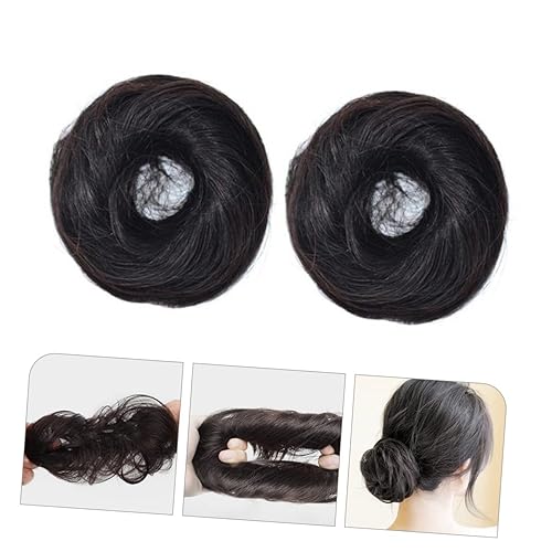 Miniatura 2 de FRCOLOR 4 piezas de peluca de moño de cabello humano cola de caballo para mujeres negras, cola de caballo, fabricante de moños mágicos, moño de pelo