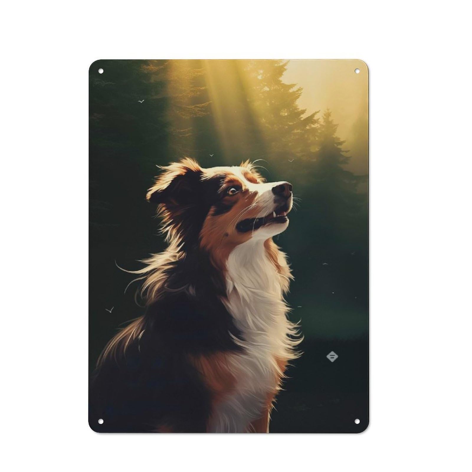 Junmoney Australian Shepherd Rustic Tin Sign 40X30cm For Living Room Or Hallway, Suited To Living Room Decor Lovers