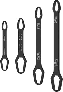 Universal Torx Wrench, Double Head Self Tightening Spanner, Multi-purpose Multi-function Wrench 3mm-25mm Chrome Vanadium Steel All in One Hand Tool for Car Bicycle Repair,(Black, 4 PCS)