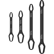 Universal Torx Wrench, Double Head Self Tightening Spanner, Multi-purpose Multi-function Wrench 3mm-25mm Chrome Vanadium Steel All in One Hand Tool for Car Bicycle Repair,Black, 4 PCS