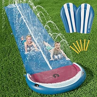 Jasonwell Slip and Slide Lawn Toy - Water Slide Slip n Slide for Kids Adults 20ft Extra Long with Sprinkler 2 Bodyboards Backyard Games Waterslide Summer Outdoor Splash Water Toys Outside Play