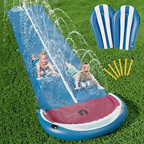 Jasonwell Slip and Slide Lawn Toy - Water Slide Slip n Slide for Kids Adults 20ft Extra Long with Sprinkler 2 Bodyboards Backyard Games Waterslide Summer Outdoor Splash Water Toys Outside Play