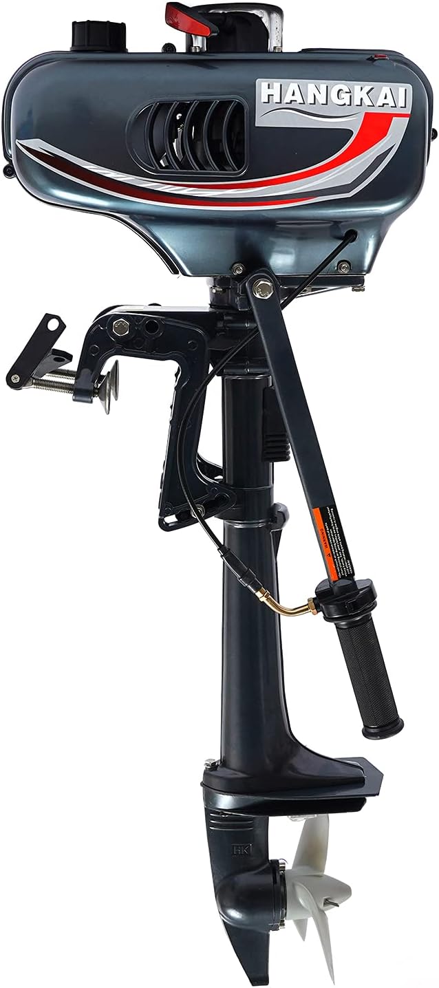 2 Stroke 3.5HP Outboard Motor, Heavy Duty Fishing Marine Boat Engine Kayak Motor, Hangkai 2500W Outboard Boat Motor with CDI Ignition System Water Cooling System 4000-5000r/min