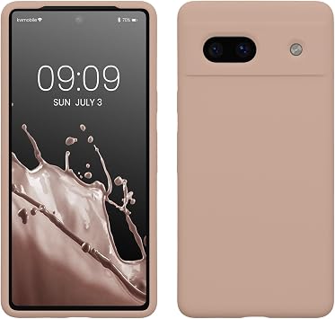 kwmobile Phone Case for Google Pixel 7a Case - TPU Liquid Silicone Cover - Shockproof Anti-Scratch Smooth Case Antique Pink Matte