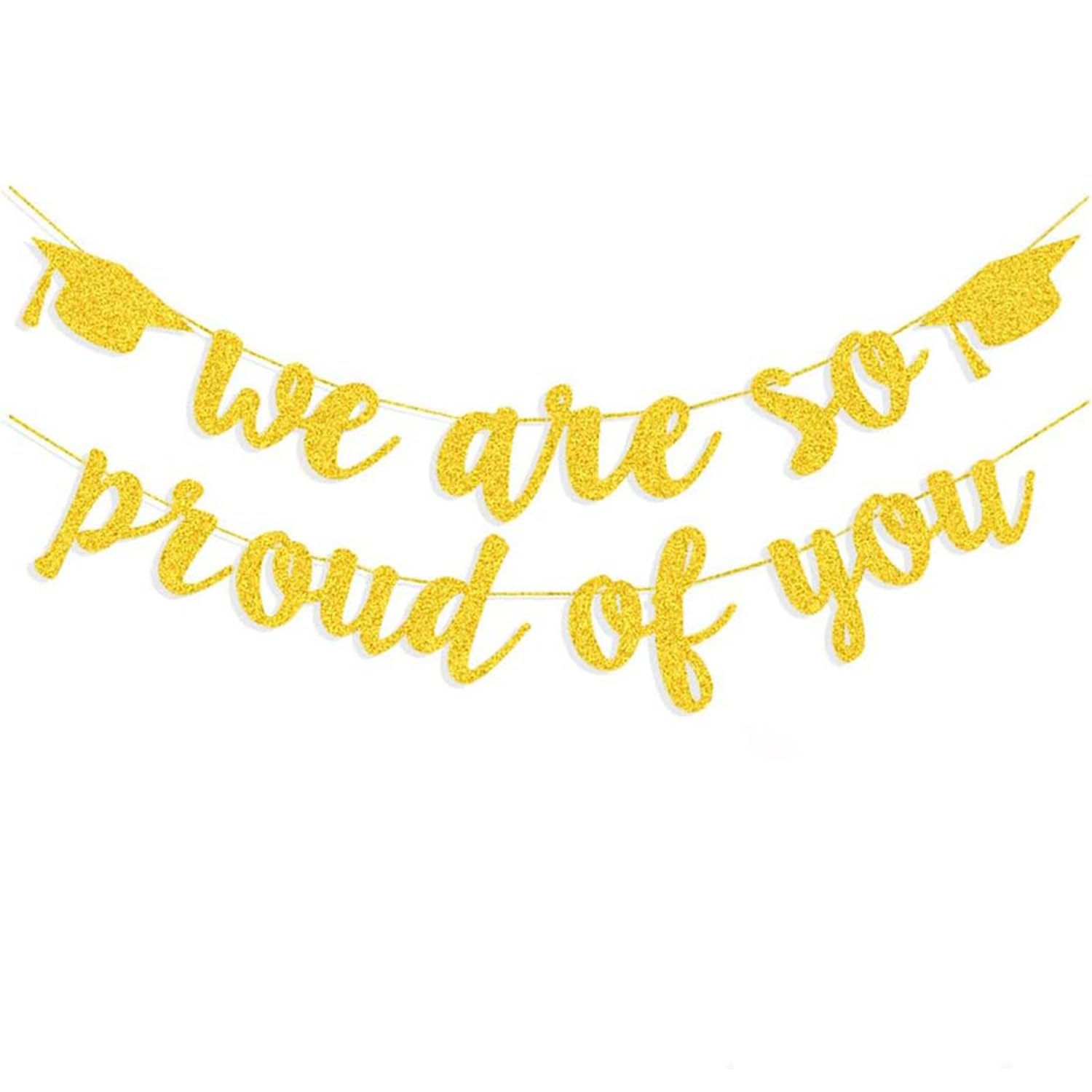 Graduation Decorations 2026 | Class of 2026 Graduation Banner, Gold Glitter We are So Proud of You Grad Banner for Graduations Party Decorations Favors Supplies School Home Car Decorations (Gold)