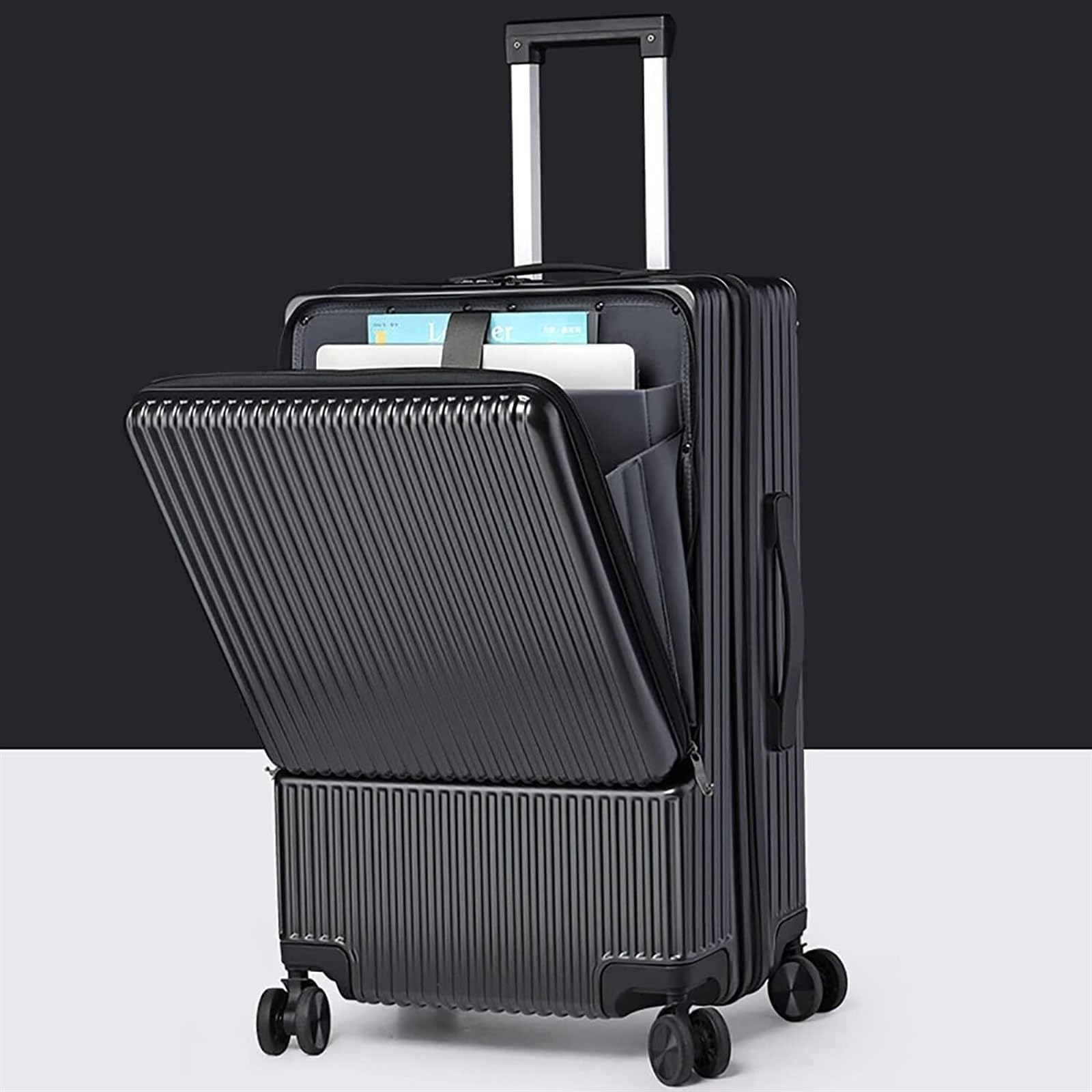 IRYZE Koffer Reisekoffer Vorne Öffnendes Aluminium-Kabinengepäck-Universalrad-Schlosskasten Für Geschäftsreisen Trolley Boardcase (Color : A, Size : 20 in)