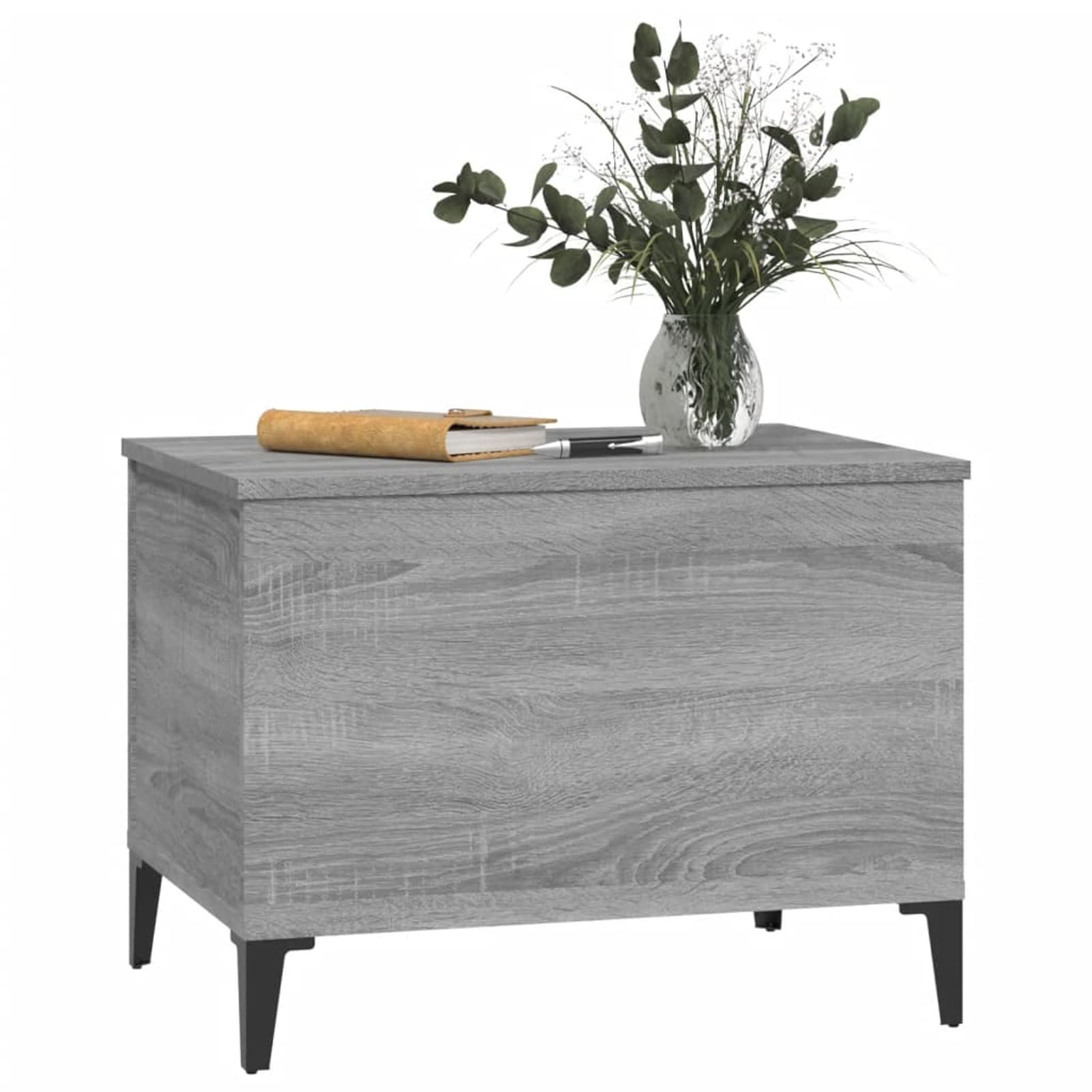 Homgoday Tavolino da caffè Sonoma grigio 60 x 44,5 x 45 cm, in legno ingegnerizzato, tavolino da tè per soggiorno, sala d'accoglienza degli ospiti, camera da letto e ufficio, mobili 1015