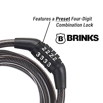ロックコネクション Amazon | BRINKS コンボケーブルロック (5/16インチ X 5フィート