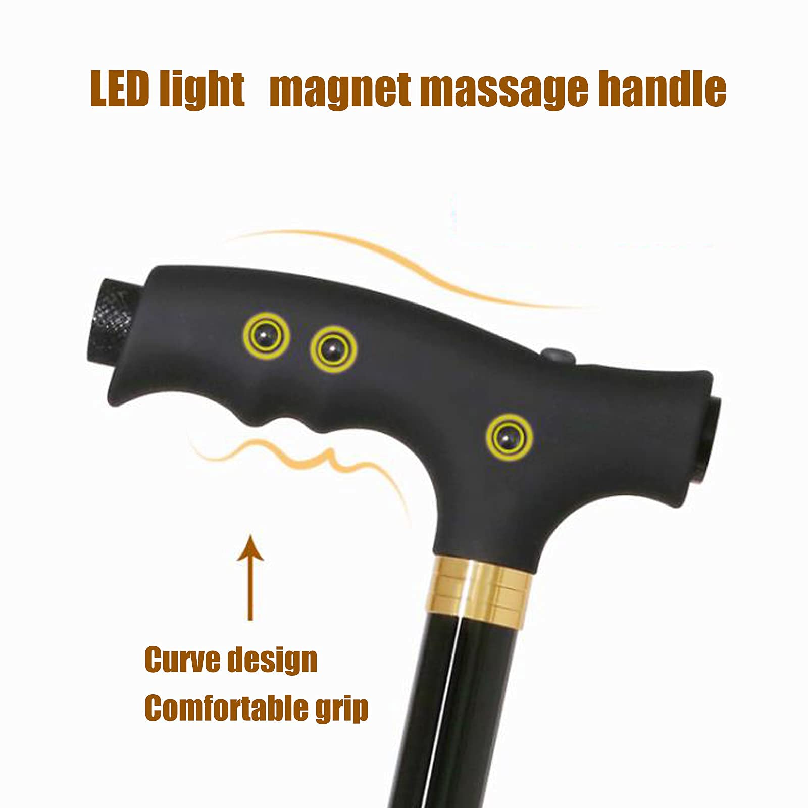 Bastón Plegable con Asiento, bastón Ligero Ajustable de Tres Patas con luz LED, para Personas Mayores, Ayuda para Viajes al Aire Libre Star of Light
