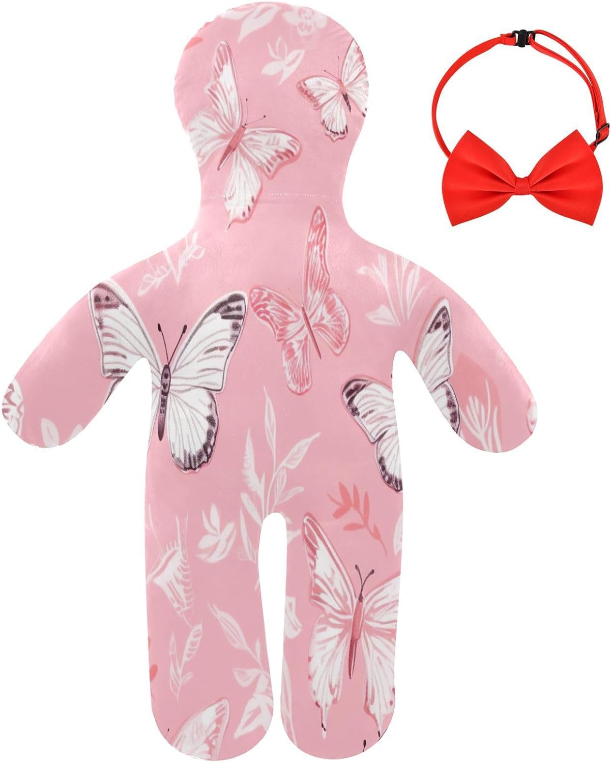 Butterfly on Pink Human-Shaped Pillow Soft Body Pillows Washable Velvet Pillows for Anxiety Relief Sleeping Cuddling & Support