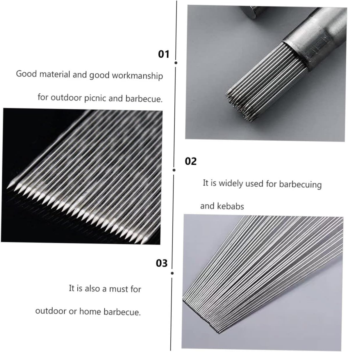 100pcs Stainless Steel Bbq Skewers Round Reusable Sticks for Grilling Picnic Bbq Equipment Kit