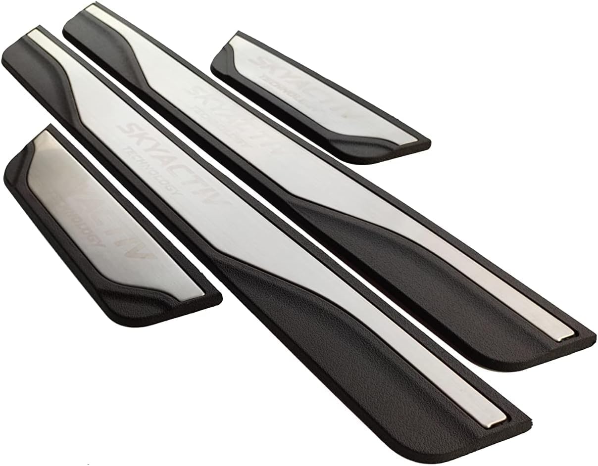 Car Door Sill Scuff Protector, for Mazda 3 2015-2025 Accessories Parts, Door Entry Guard Plate Trim Cover, Auto Interior Accessory Kick Panels 4pcs Set (Silver)