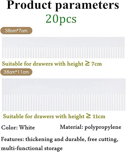 Miniatura 2 de 20 separadores de cajones de rejilla de plástico para bricolaje, organizador de almacenamiento grande ajustable para cajones (15.0 x 2.8 in) para