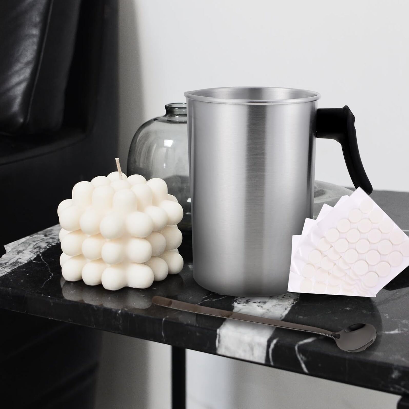 TOYANDONA Kit fare Candele Fai da Te in Occasioni Speciali per Principianti e Professionisti Pentola per Sciogliere la Cera in Acciaio Inossidabile da 3 Litri Colore Casuale