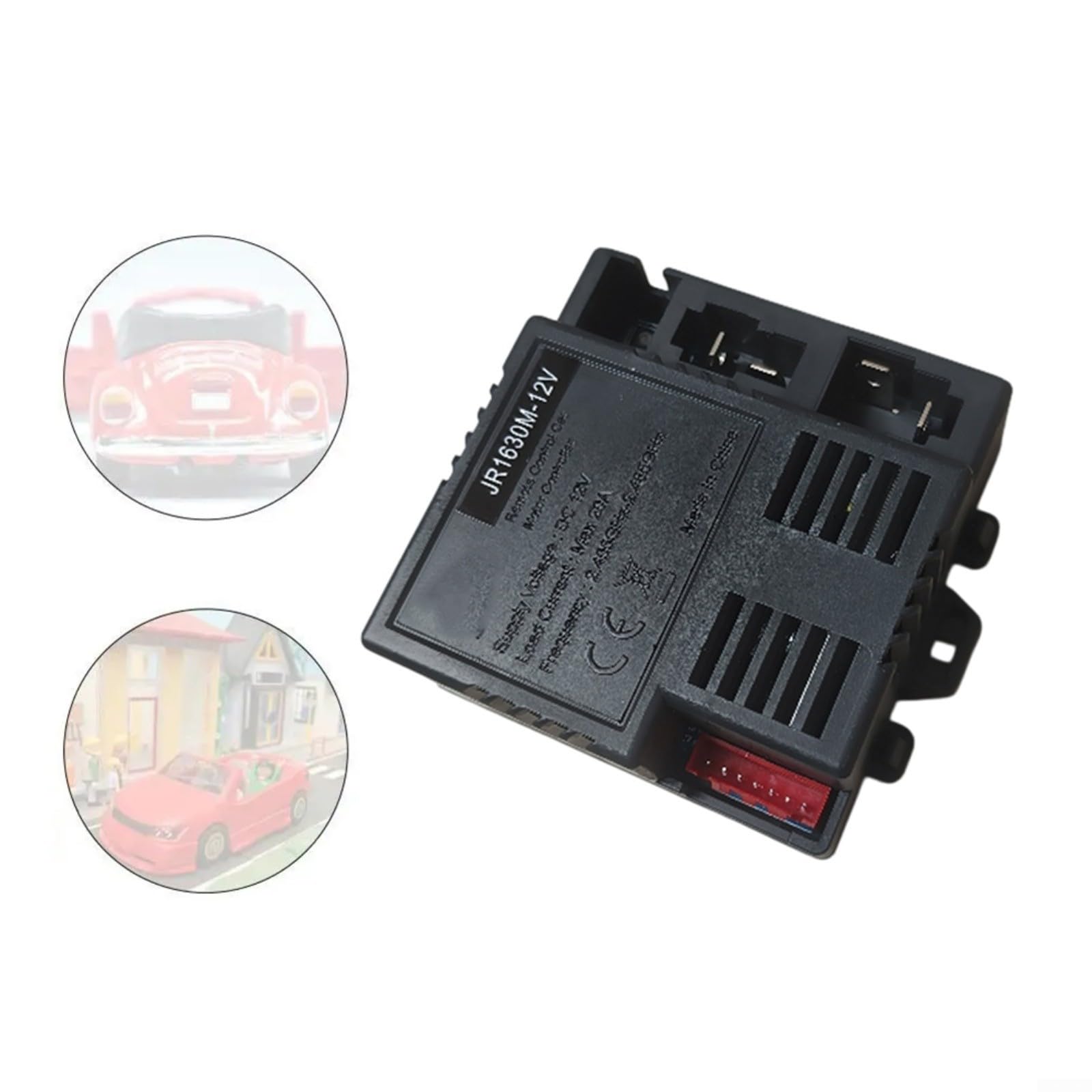 JR1630M-12V Dispositivo di controllo per auto elettrica per bambini, ricevitore di ricambio 12V auto giocattolo elettriche, alloggiamento ABS nero