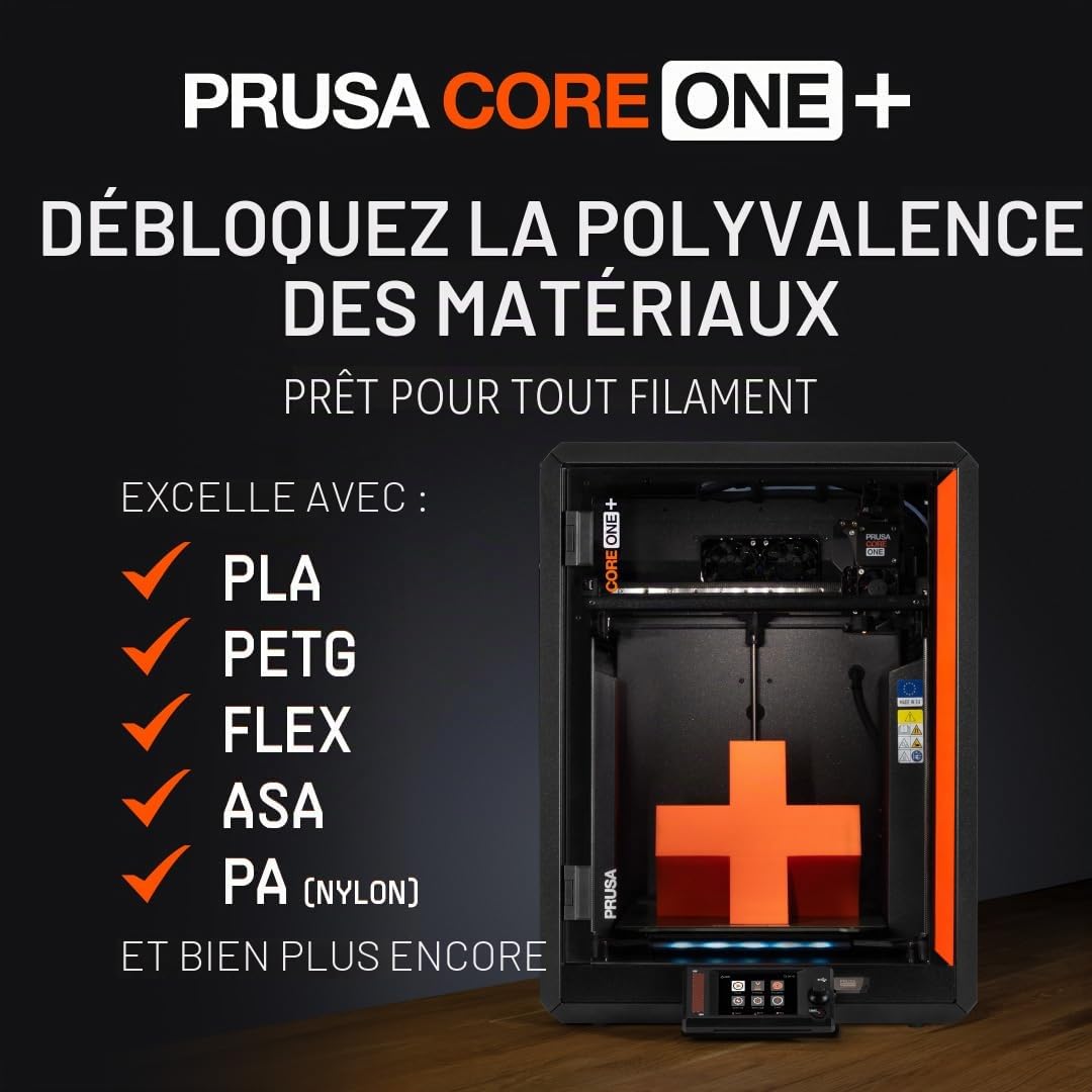 Kit d'imprimante 3D Original Prusa Core One, Feuilles d'impression Amovibles, kit DYI pour imprimante 3D pour débutants, Amusant à Assembler, calibrage Automatique, échantillon de Filament Inclus