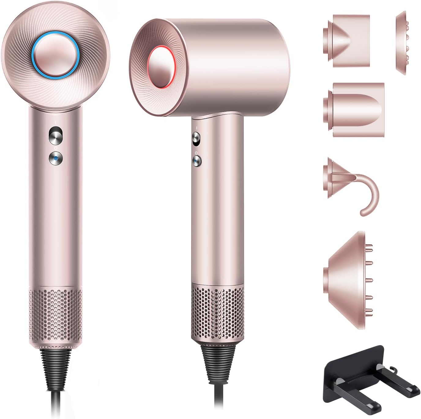 Brushless Powerful Hair Dryer, 1600W 110,000 RPM Fast Drying High Speed Low Noise Blow Dryer with Negative Ion Technology, Portable Lightweight with Diffuser and Nozzle for Home Salon Travel, Pink