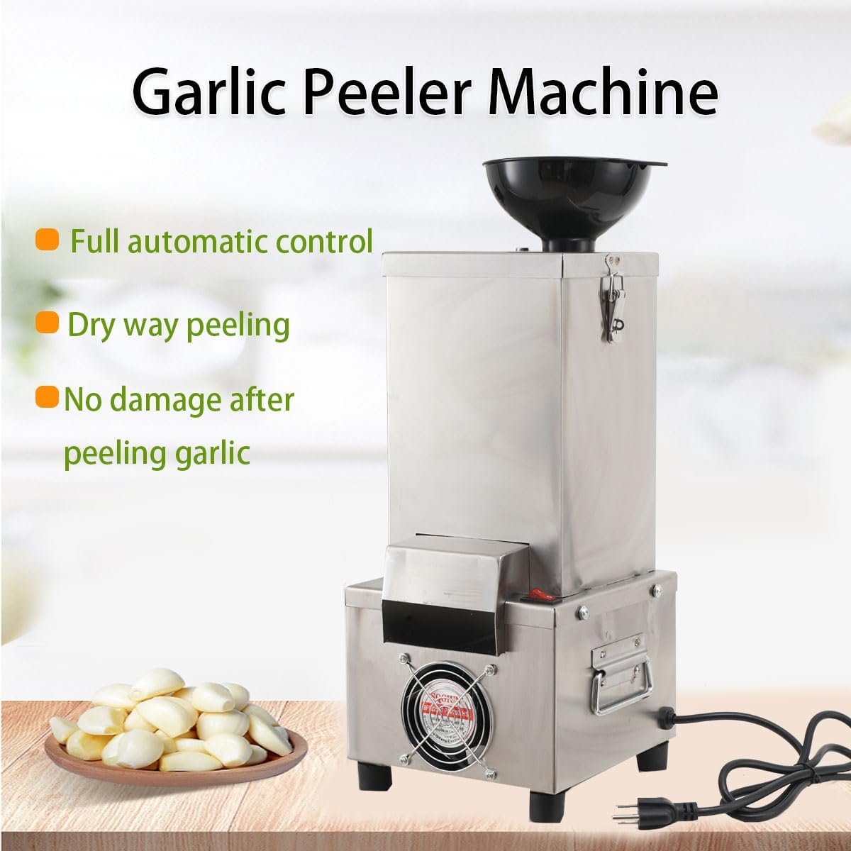 Electric Garlic Peeler, 110V 200W Garlic Peeling Tool Machine for Home Restaurant Barbecue Commercial, Stainless Steel US Plug