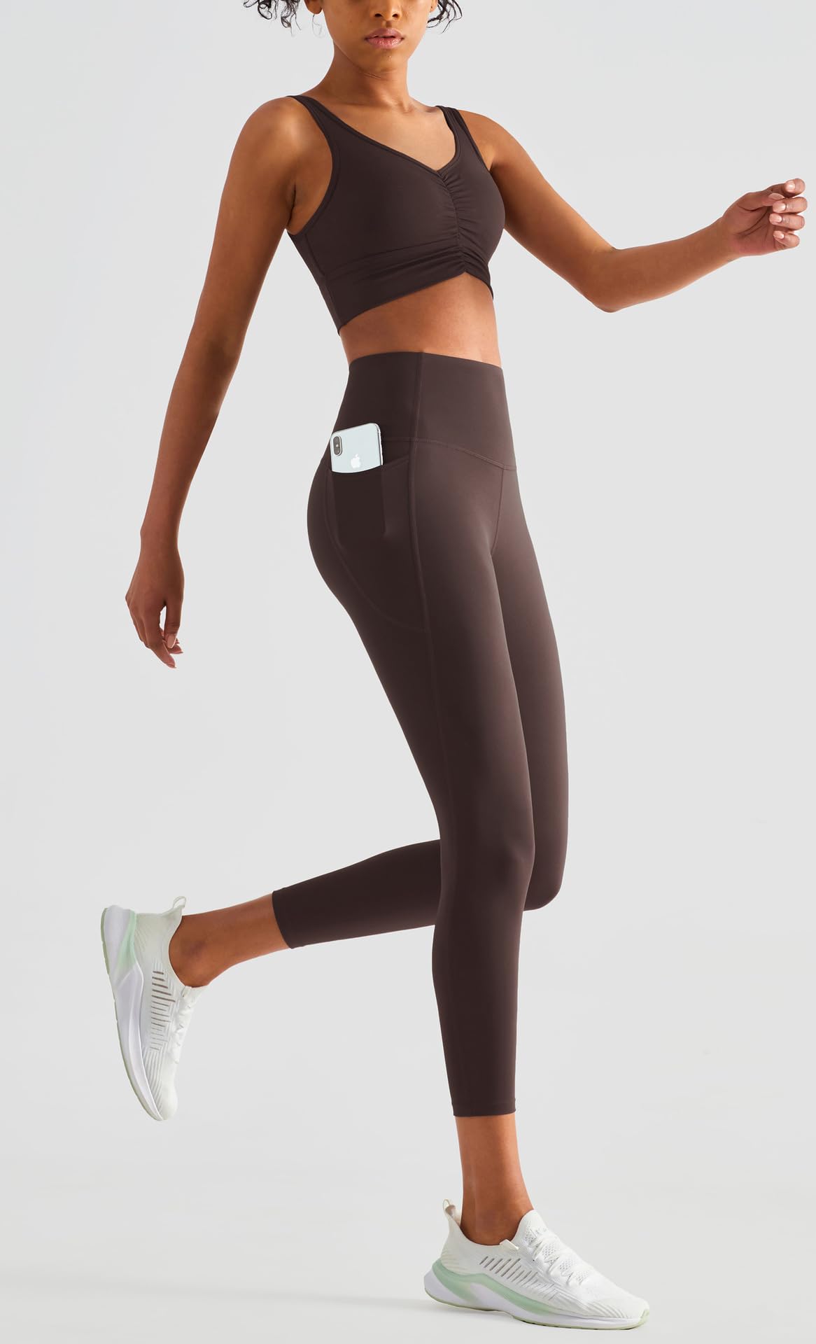 Legginsy damskie, rozciągliwe spodnie do jogi, miękkie i wygodne, sportowe legginsy fitness z kieszeniami po obu stronach